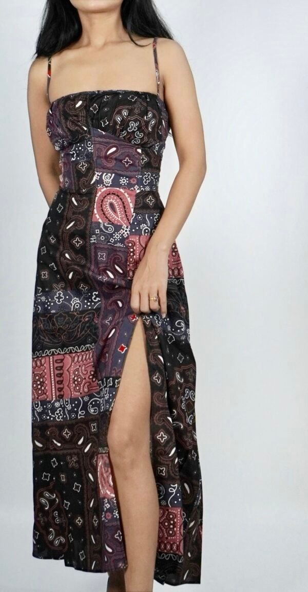 Maxi side slit dress (bandana print)